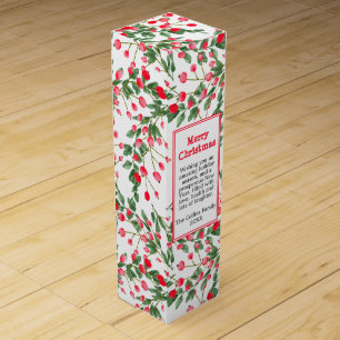 Custom Red Berries Merry Christmas Wine Box