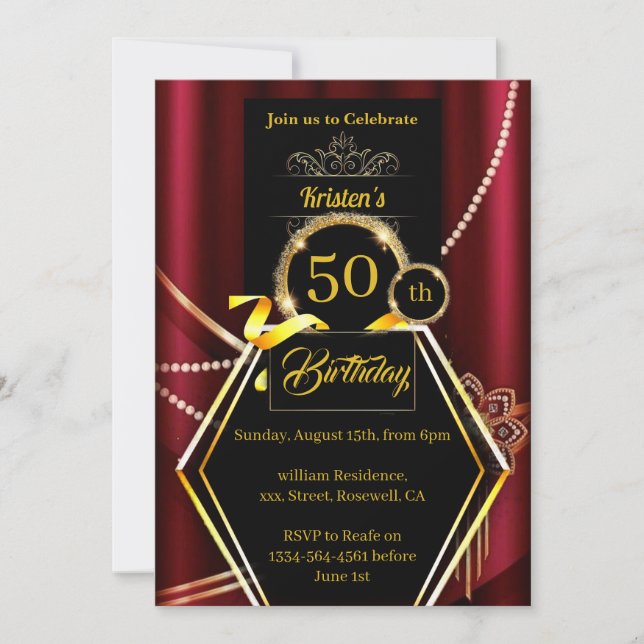 Custom Red Birthday Invitation (Front)