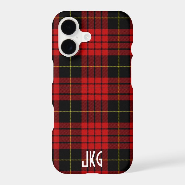 Custom Red, Black and Yellow Plaid Monogram Iphone Case (Back)