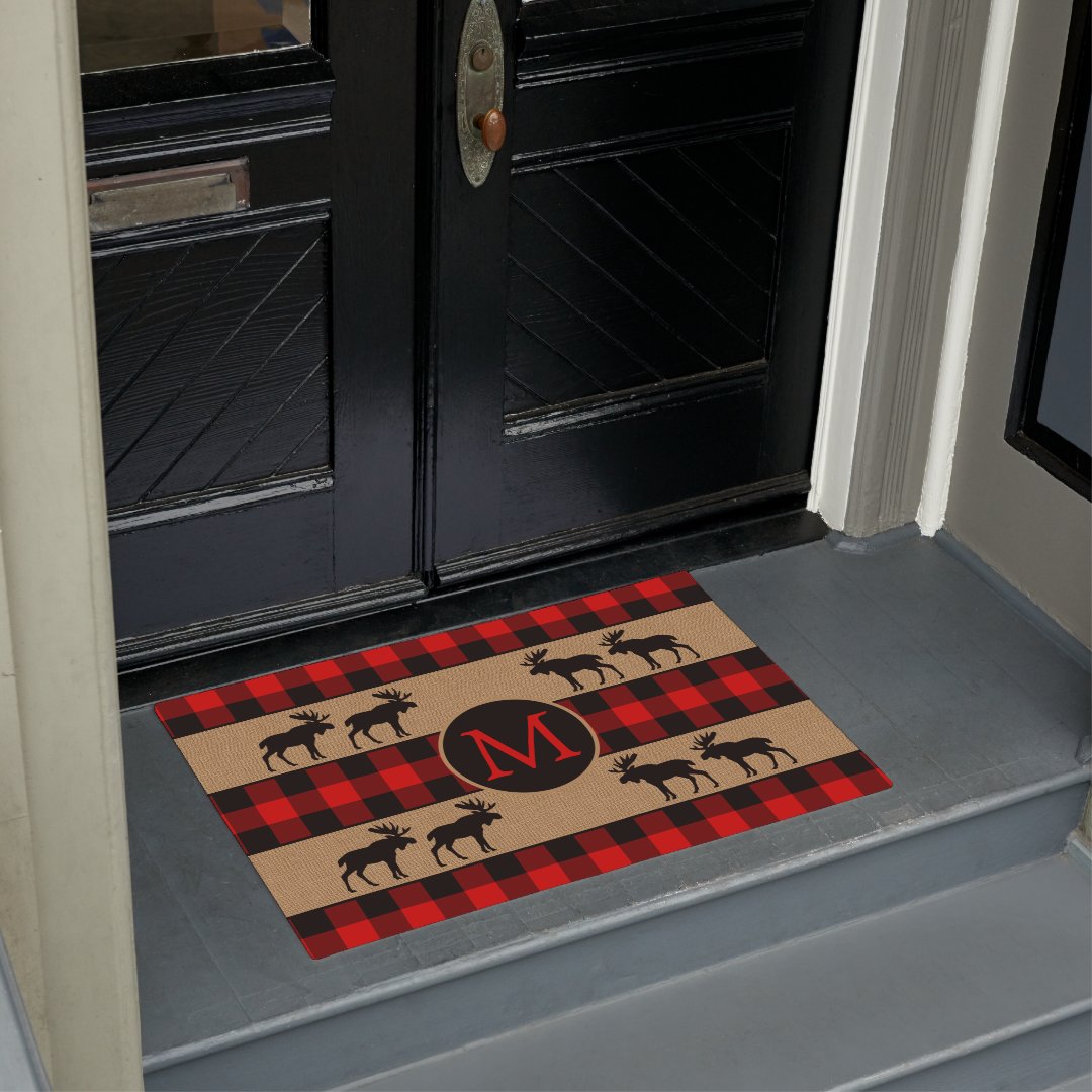 Custom Red Black Buffalo Check Plaid Pattern Doormat Zazzle