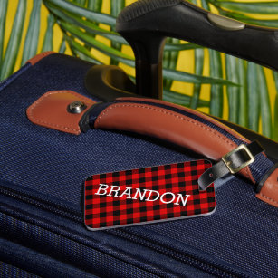 Tartan Design Business Trip Luggage Tags Information Labels With Full Back Privacy Cover For Suitcase/Baggage/Boarding Case/Backpack