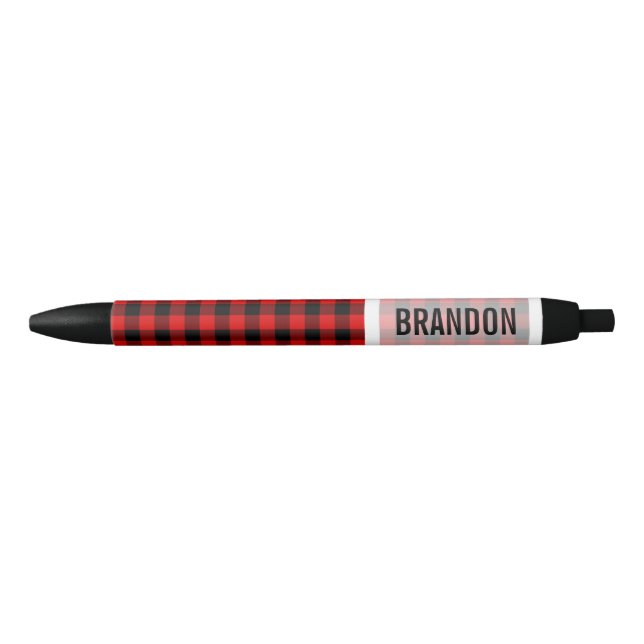 Custom Red Black Buffalo Lumberjack Pattern Pen (Front)