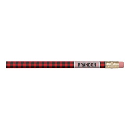 Custom Red Black Buffalo Lumberjack Pattern Pencil