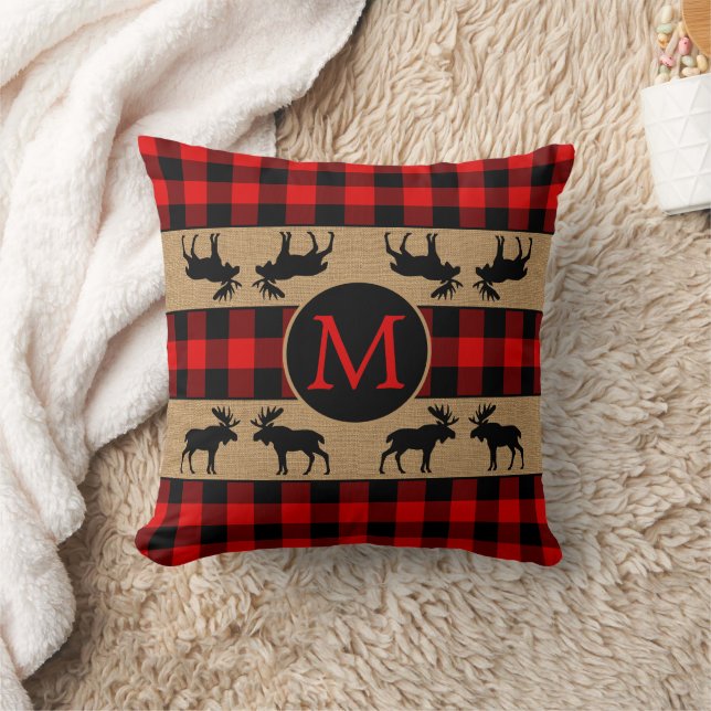 Custom Red Black Buffalo Lumberjack Pattern Throw Pillow (Blanket)
