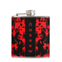 Custom Red Black Camouflage Masculine Flask
