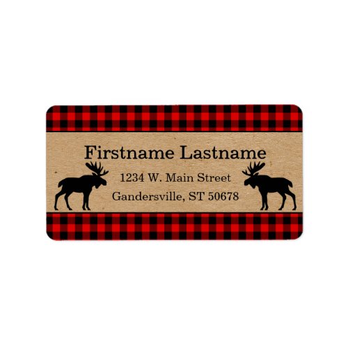Custom Red Black Country Check Plaid Pattern Label