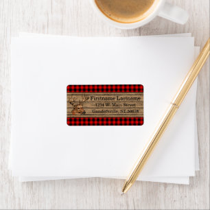Custom Red Black Country Check Tartan Pattern Label
