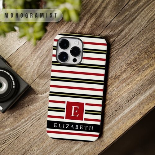 Custom Red Black Gold White Color Stripes  Case_Mate iPhone 14 Pro Max Case