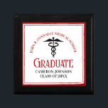 Custom Red Black Medical School Graduation Gift Box<br><div class="desc">These custom red and black medical school graduation gift box features classy typography under a medical caduceus and your college name for the class of 2024. Customize with your graduating year for a great personalized university graduate gift.</div>