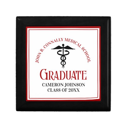 Custom Red Black Medical School Graduation Gift Box