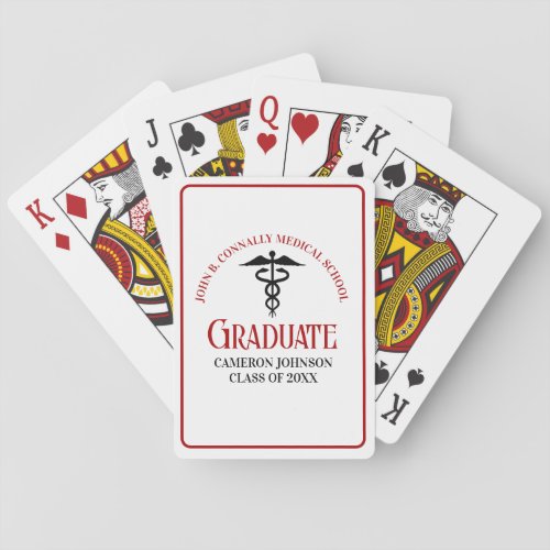 Custom Red Black Medical School Graduation Poker Cards