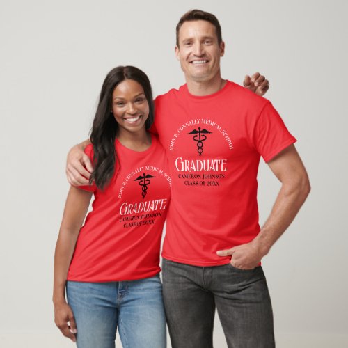 Custom Red Black Medical School Graduation T_Shirt