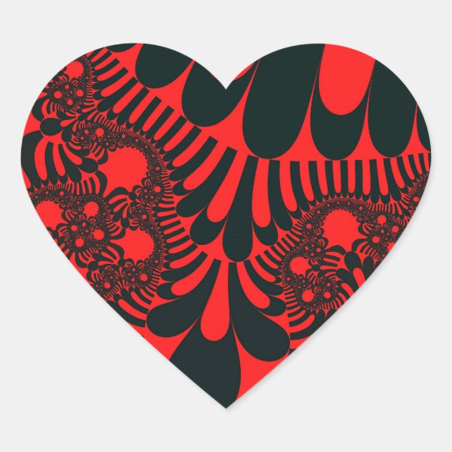 Custom Red Black Mod Heart Stickers (Front)