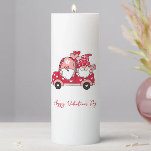 Custom Red Black Modern Happy Valentine's Day Pillar Candle