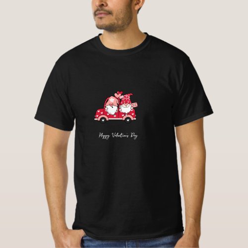 Custom Red Black Modern Happy Valentines Day  T_Shirt