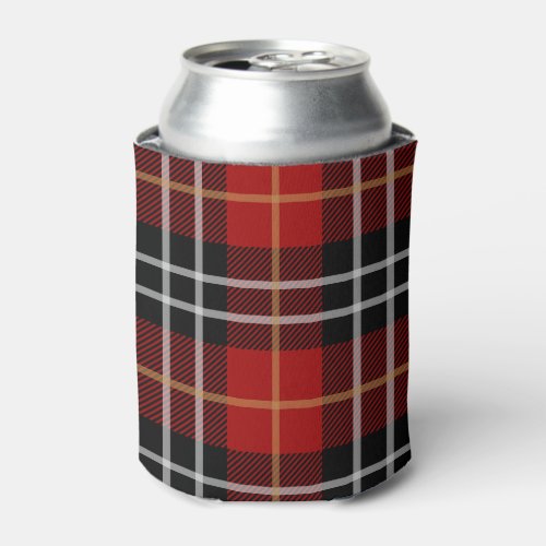 Custom Red  Black Plaid Can Cooler