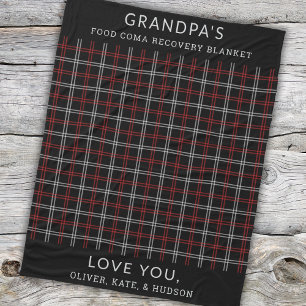 Custom Red Black Plaid Funny Grandpa from Kids Fleece Blanket