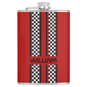 Custom Red & Black Race Sport Stripe Flask