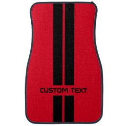Custom Red &amp; Black Racing Stripes Gift Car Floor Mat
