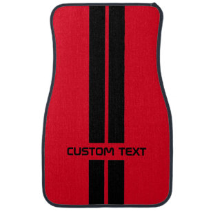 Custom Red & Black Racing Stripes Gift Car Floor Mat