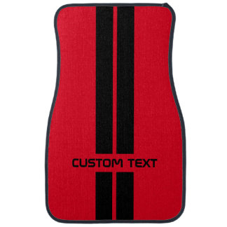 Custom Red & Black Racing Stripes Gift Car Floor Mat