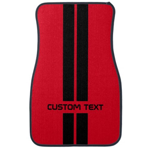Custom Red  Black Racing Stripes Gift Car Floor Mat