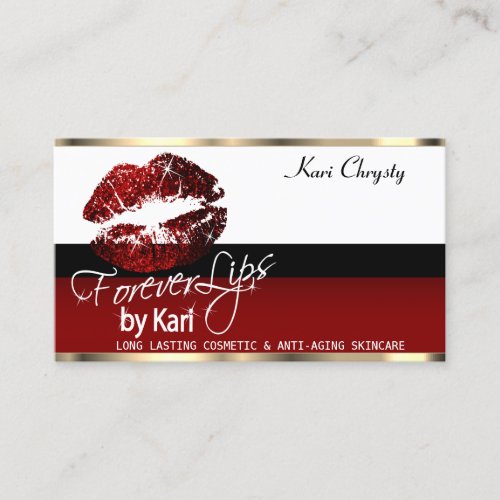 Custom _ Red Black  White with Cinnamon Red Lip  Business Card