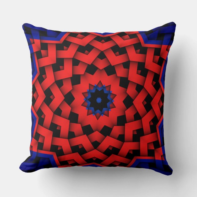 Custom Red Blue Star Diamond Pattern Sofa Pillow (Front)
