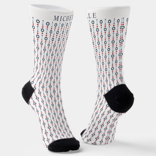 Custom Red Blue White Round Geometric Pattern  Socks