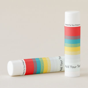 Custom Red/Blue/Yellow/Gray Stripe Pattern CUTE! Lip Balm