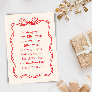 Custom Red Bow Family Christmas Letter Message Holiday Card