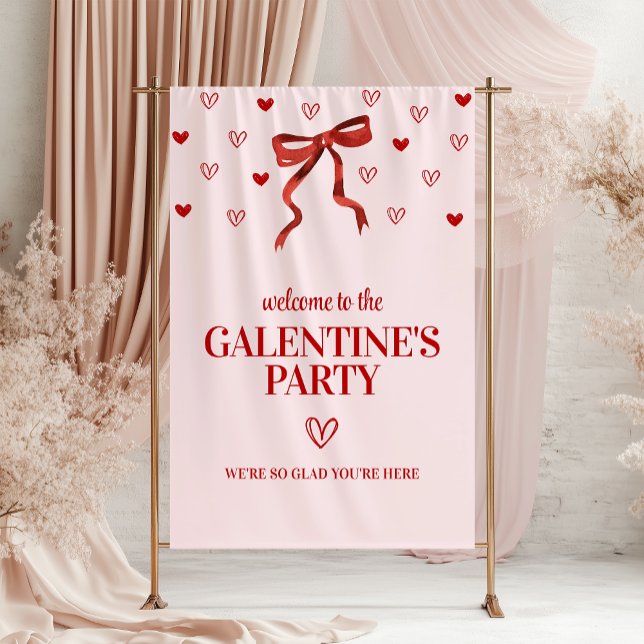 Custom Red Bow Galentine's Day Party Welcome Banner (Creator Uploaded)
