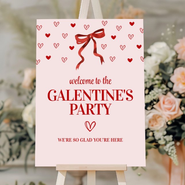 Custom Red Bow Galentine's Day Party Welcome Sign (Creator Uploaded)