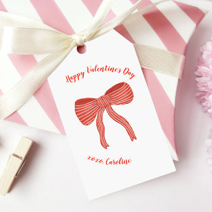 Custom Red Bow Personalized Valentine's Day  Gift Tags