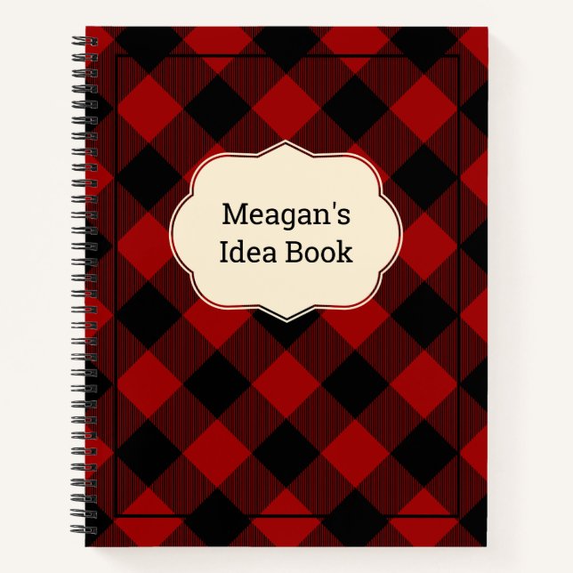 Custom Red Buffalo Plaid Notebook (Front)
