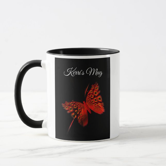 Custom Red Butterfly Mug (Left)