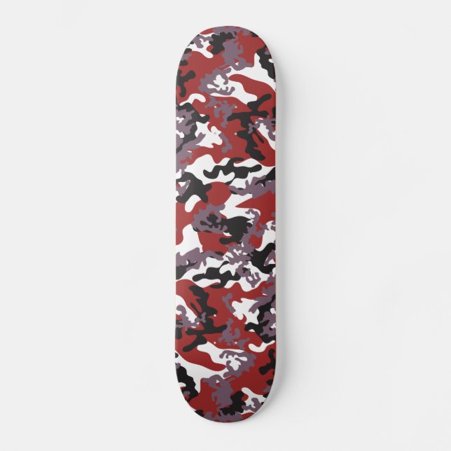 Custom Red Camo Skateboard Deck (Front)