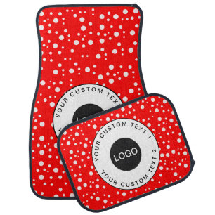 Custom Red Car Floor Mats with Logo & Simple Text