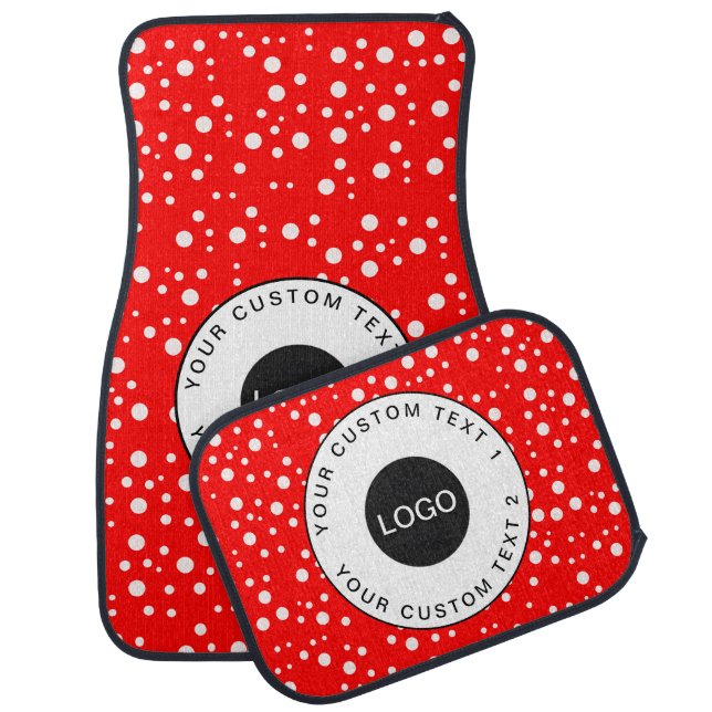 Custom Red Car Floor Mats with Logo & Simple Text (Set)
