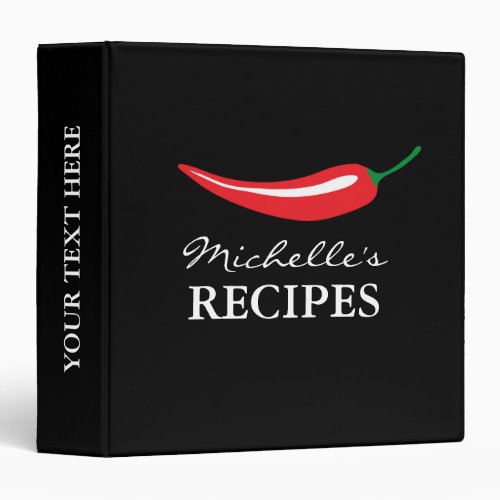 Custom red chili pepper kitchen recipe binder book