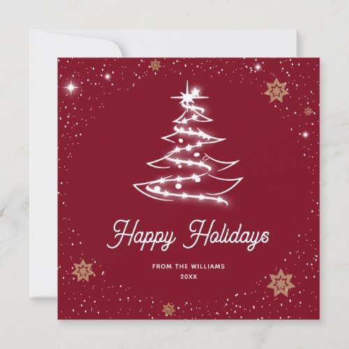 Custom Red Christmas Tree Happy Holidays Cards