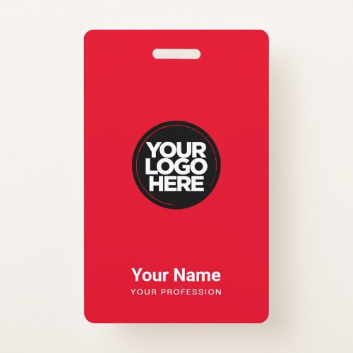 Custom Red Company Logo Name Title Bar Code Badge