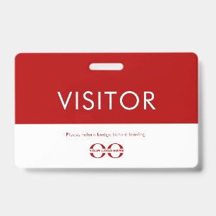 Custom Red Company Logo Visitor Badge