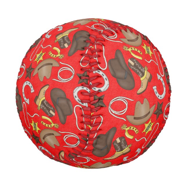 Custom Red Cowboy Way Baseball (Angled)
