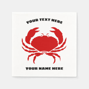 Custom red crab logo napkins for seafood party