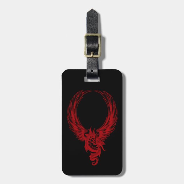 Custom Red Dragon Ryuu Luggage Tag (Front Vertical)