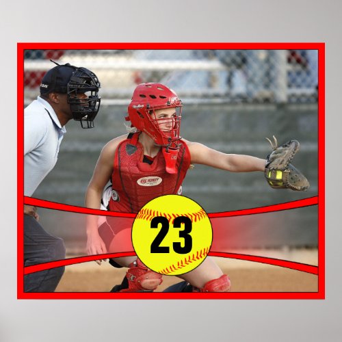 Custom Red Fastpitch Softball Poster