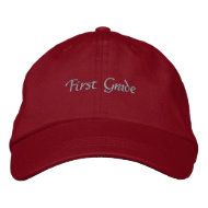 Custom Red First Grade Text Student Red Color Hats