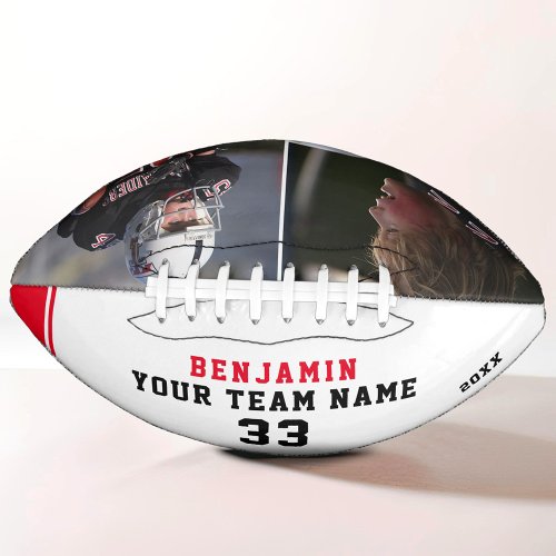 Custom Red Football Name Number Team 2 Photo