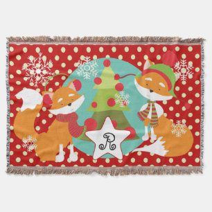 Custom Red Fox Christmas Holiday Throw Throw Blanket